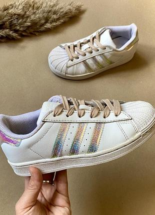 Кросівки дитячі adidas superstar 31,5 розмір устілка 19.5 см | білі шкіряні