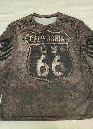 Vintage - california us 66 - мужской винтажный реглан, длинный рукав - xl
