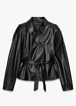 Куртка жіноча zara чорна зі штучної шкіри