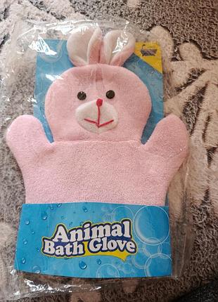Мочалка-рукавичка animal bath glove рожева для немовлят
