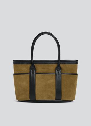 Сумка жіноча хакі шкіряна zara new