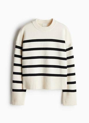 Светр в смужку бежевого кольору h&m
