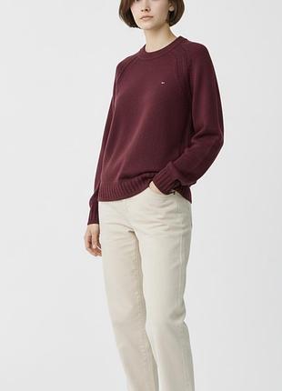 Tommy hilfiger женский оригинальный шерстяной свитер!бургунди