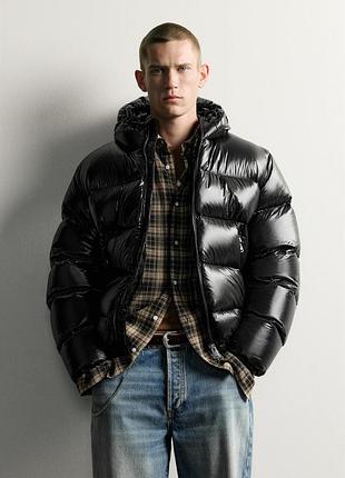 Пуховик чоловічий чорний zara new