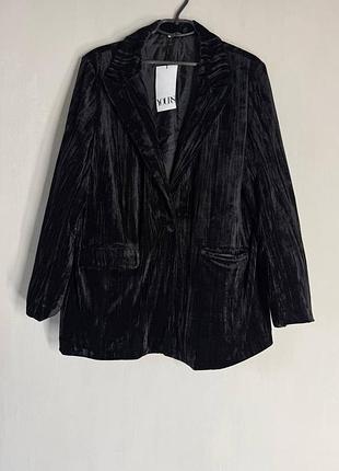 Новий чорний велюровий блейзер yours clothing (uk 20 / eur 48 / 2xl-3xl / батал)