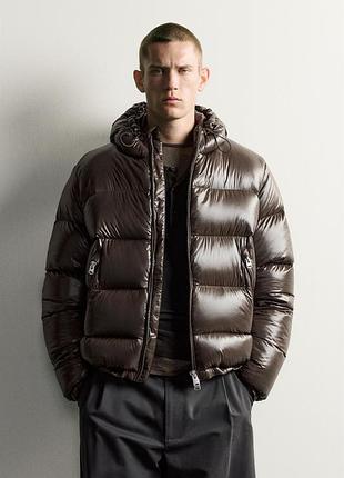 Пуховик чоловічий коричневий zara new