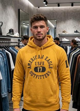 🧥 чоловіче яскраве худі american eagle | жовтий / гірчичний | розмір xl-xxl (оверсайз)