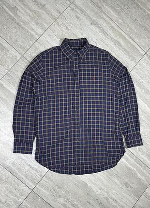 Polo ralph lauren shirt mens l 100% cotton multicolor custom fit рубашка сорочка в клітинку