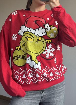 Новорічний червоний світшот «гринч» (the grinch), розмір l
