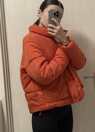Утеплена зимова куртка sinsay 🧡  яскрава помаранчева куртка у вкороченому фасоні puffer.