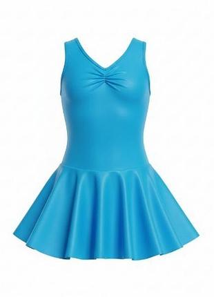 Яскраво-блакитний купальник-сукня для танців та гімнастики katz dancewear (англія), р. 0 (5-6 років).