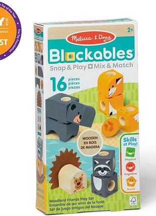 Melissa & doug - деревянный конструктор с животными "друзья леса", 16 деталей, от 2 лет