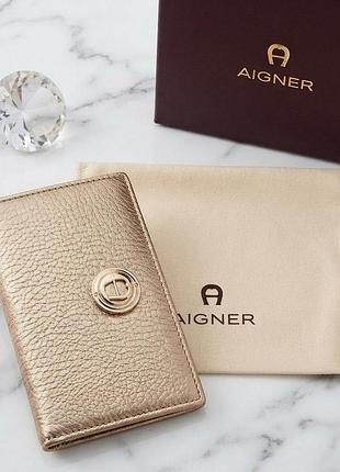 Кожаний брендовий гаманець aigner- бронза - original