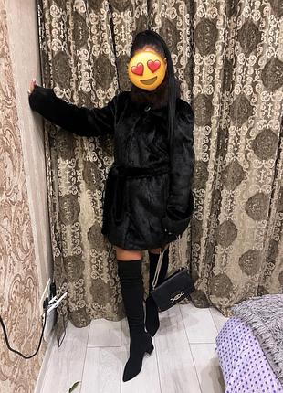Натуральна норкова шуба black diamond з песцем