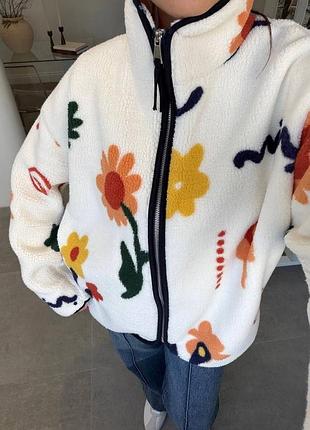 Женская теплая кофта шерпа толстовка женский теплый худи на молнии плотная флисовая