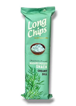 Картопляні пластинки (чипси-пластинки) зі смаком сметани та кропу long chips creamy dill.