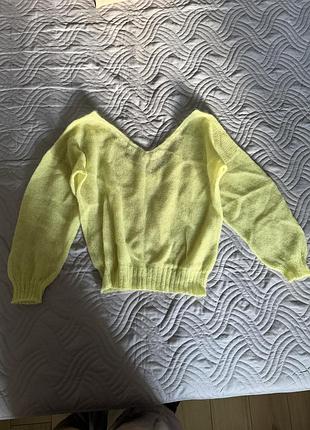 Светр knitting irina ручної роботи салатового кольору з мохеру розмір onesize