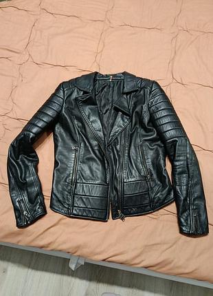 Итальянская кожаная куртка косуха vera pelle (made in italy) | размер 44-46 | с утеплителем | идеал!