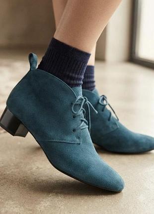 Комфортні 🍁бірюзові замшеві ботинки р 38/25 см мякенькі clarks кларкс