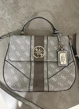 Сумка жіноча guess через плече сіра з монограмою