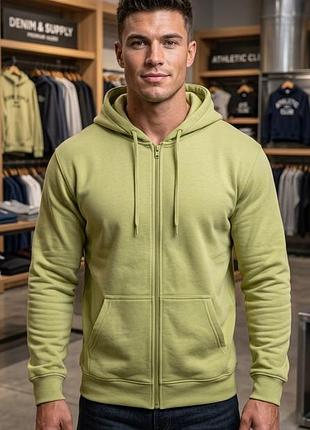 🧥 чоловіча фісташкова худі зіпка joe boxer | фісташково-зелений | розмір 3xl-4xl (xxl+)