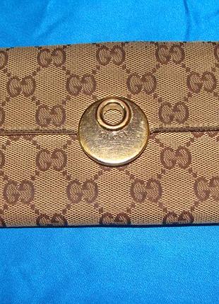 Кошелек портмоне gucci оригинал итальялия кожа и канва винтаж кошелек