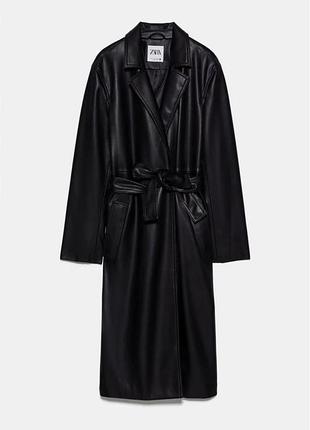 Плащ зара zara как натуральная кожа мягка тренч пальто халат