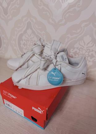 Белые кожаные кроссовки puma 39 размер, 25 см.