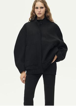 Вовняний бомбер zara оверсайз