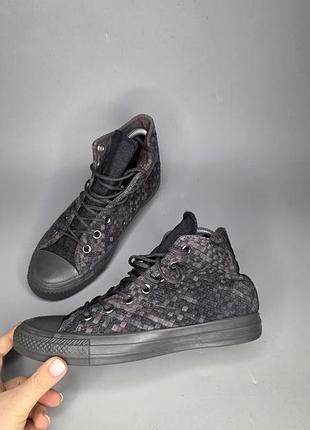 Черные высокие кеды converse chuck taylor all star ctas hi weave с уникальным плетеным текстильным верхом