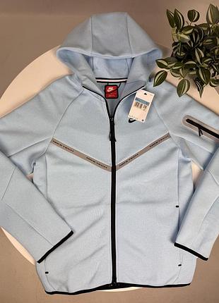 Кофта nike tech fleece reflective 2 голубая — мужская спортивная толстовка на молнии s-xl