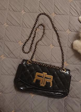 Сумка жіноча river island чорна лакова стьобана