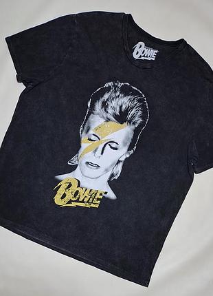 Серая в разводах футболка официальный мерч девид боуи david bowie