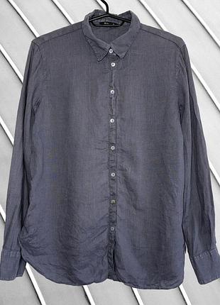 Женская серая льняная рубашка massimo dutti s m 36 38 44 смазочно дутти 100% лен свободная блуза рубашка massimo dutti s m