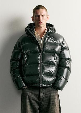 Пуховик чоловічий зелений zara new