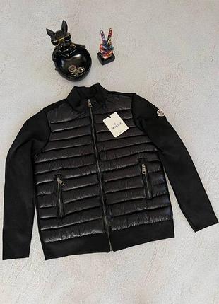 Чоловіча куртка-кардиган moncler black, чорна демісезонна
