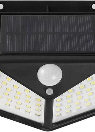 Вуличний ліхтар настінний 100 led з датчиком руху та сонячною панеллю для фасадів воріт двору hp-l-7