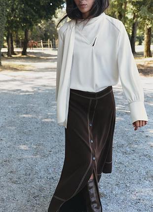 Блуза біла з хусткою zara new
