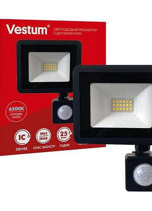 Світлодіодний прожектор з датчиком руху vestum 20w 1600лм 6500k 180-260v ip65 1-vs-3020