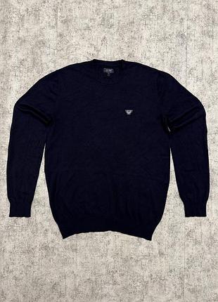 Свитшот, свитер, кофта armani jeans crewneck navy blue sweater (оригинал)