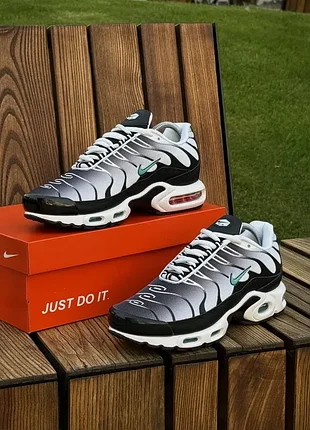 Кросівки nike air tn plus, сірі з чорним (сіточка) 5609-1