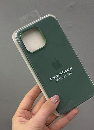 Чехол-накладка с микрофиброй для айфон 14 pro max, чехол silicone case с микрофиброй для iphone 14 pro max (зеленый)