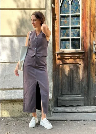 Юбка миди, графит no brand (401597695)