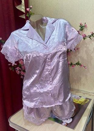 Атласна піжама з гіпюром boux avenue uk10 eur38