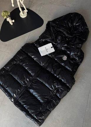 Мужская жилетка безрукавка moncler black глянц