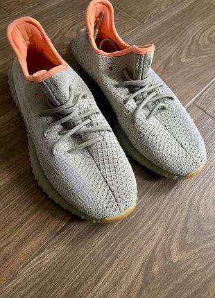 Кросівки чоловічі adidas yeezy boost 350 сірі з помаранчевим
