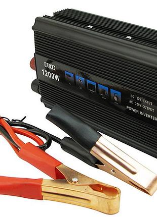 Преобразователь напряжения инвертор ukc ssk-1200w 12v-220v модифицированная синусоида dc-ac черный