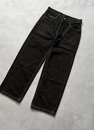 Джинси оверсайз broken planet market wide leg/black denim брокен планет s