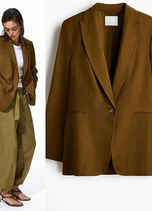 Жіночий піджак h&m , колір темний оливковий