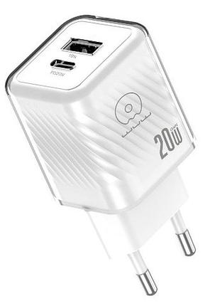 Зарядное устройство для телефона wuw 20w адаптер блок питания wuw c226 qc3.0 usb type-c белый